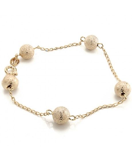 Pulseira Feminina Folheada A Ouro Com Bolas Douradas